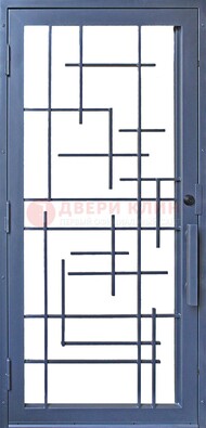 Современная железная решетчатая дверь синяя ДР-31 в Ликино-Дулево