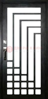 Черная стальная решетчатая дверь в современном стиле ДР-43 в Ликино-Дулево
