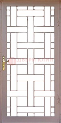 Коричневая металлическая решетчатая дверь для дома ДР-47 в Ликино-Дулево