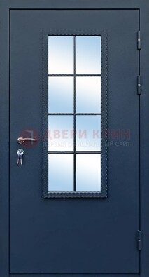 Темная металлическая дверь порошок со стеклом ДС-34 в Ликино-Дулево