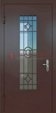 Входная металлическая дверь со стеклом для дома ДС-6 в Ликино-Дулево