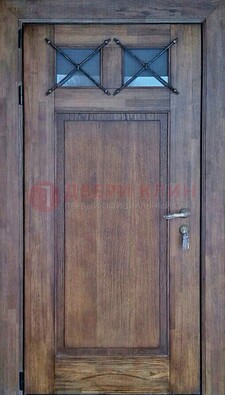 Металлическая дверь с Виноритом со стеклом и ковкой под старину ДСК-209 в Ликино-Дулево