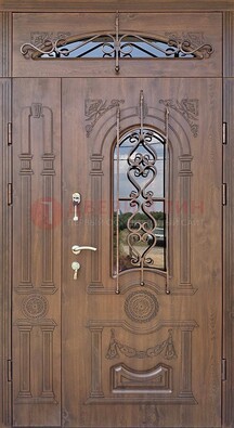 Распашная стальная дверь Винорит со стеклом и ковкой ДСК-232 в Ростове-На-Дону