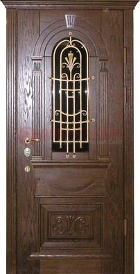 Железная дверь со стеклом и ковкой в классическом стиле ДСК-23 в Ликино-Дулево