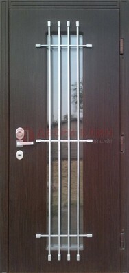 Современная стальная дверь с Виноритом стеклом и ковкой ДСК-262 в Ликино-Дулево