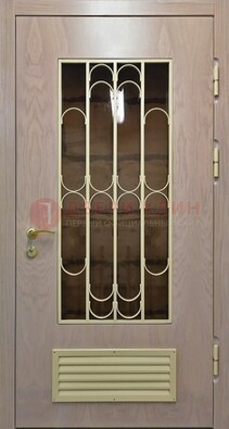 Железная дверь Винорит со стеклом и ковкой с решеткой ДСК-265 в Сочи