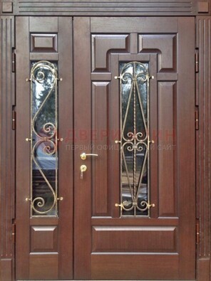 Стальная распашная дверь Винорит стекло и ковка ДСК-274 в Ликино-Дулево