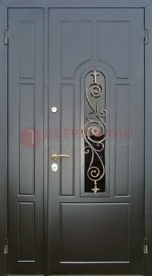 Металлическая дверь Винорит со стеклом в темном цвете ДСК-276 в Ликино-Дулево