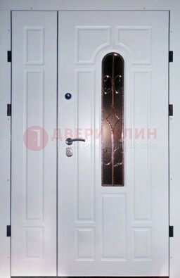 Входная дверь Винорит со стеклом в белом цвете ДСК-277 в Ликино-Дулево