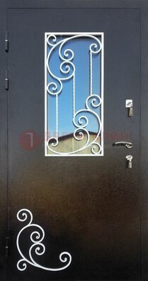 Входная дверь Порошок со стеклом и ковкой ДСК-278 в Ликино-Дулево
