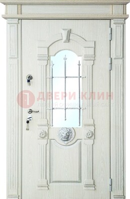 Герметичная входная дверь со стеклом и ковкой с украшением ДСК-64 в Ликино-Дулево