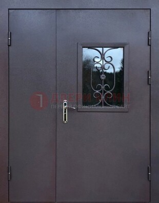 Тамбурная дверь Порошок со стеклом и ковкой ДТМ-48 в Ликино-Дулево