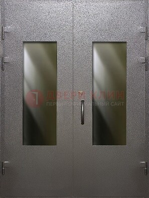 Серая тамбурная дверь со стеклянными вставками ДТМ-8 в Ликино-Дулево