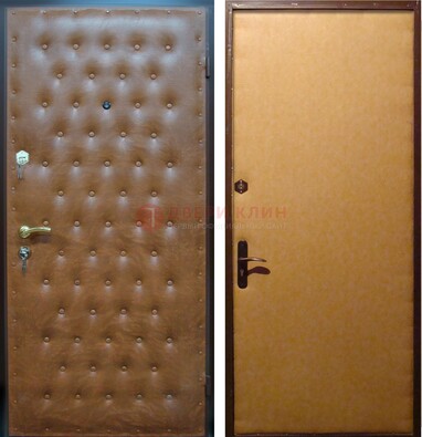 Желтая железная дверь с винилискожей ДВ-2 в Ликино-Дулево