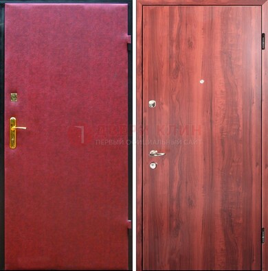 Красная входная дверь с винилискожей ДВ-30 в Ликино-Дулево