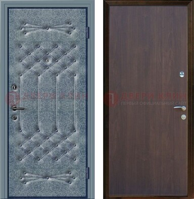 Серая металлическая дверь с винилискожей ДВ-35 в Ликино-Дулево