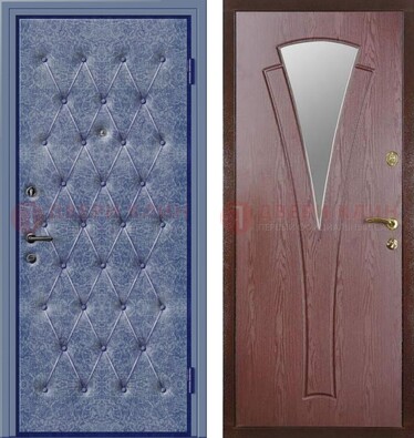 Синяя железная дверь с винилискожей ДВ-39 в Ликино-Дулево