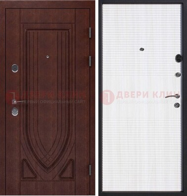 Уличная темная филенчатая дверь с виноритом и МДФ Белый ясень ДВТ-141 в Пскове