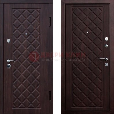 Коричневая металлическая дверь с МДФ с двух сторон ДМ-1555 в Ликино-Дулево