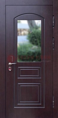 Темная железная дверь с виноритом и стеклом ДВТ-162 в Лыткарино