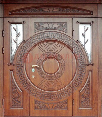 Стальная дверь с виноритом и фрамугами ДВТ-188 в Ликино-Дулево