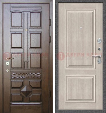 Коричневая металлическая дверь с виноритом ДВТ-223 в Ликино-Дулево