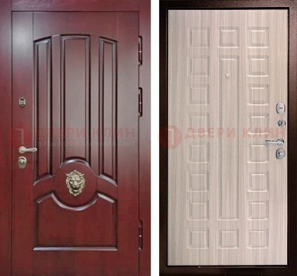 Темно-красная входная дверь с виноритом ДВТ-234 в Ликино-Дулево