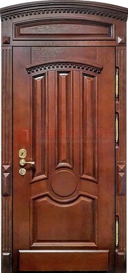 Темная стальная дверь с виноритом и фрамугой ДВТ-238 в Ликино-Дулево