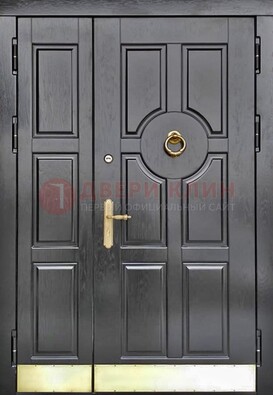 Черная металическая дверь с виноритом для дома ДВТ-241 в Ликино-Дулево