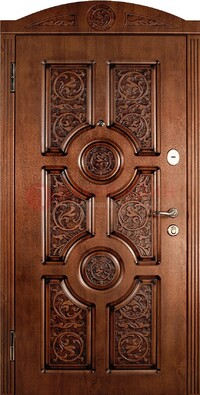 Коричневая входная дверь с виноритом ДВТ-41 в Ликино-Дулево