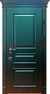 Зеленая входная филенчатая дверь с виноритом ДВТ-62 в Ликино-Дулево