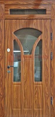 Коричневая классическая входная дверь с виноритом ДВТ-66 в Ликино-Дулево