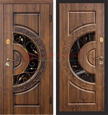 Металлическая дверь с виноритом и панелью Золотой Дуб ДВТ-71 в Ликино-Дулево