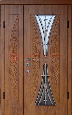 Входная классическая дверь с терморазрывом и коричневым МДФ ДВТ-76 в Ликино-Дулево