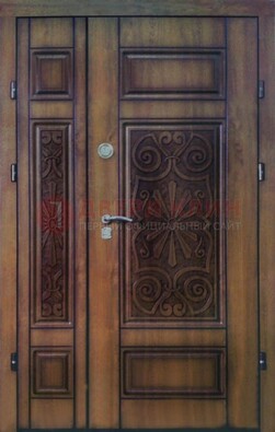 Входная железная дверь с виноритом и резьбой ДВТ-96 в Ликино-Дулево