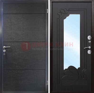 Темная Железная дверь c виноритом и МДФ с зеркалом ДЗ-119 в Ликино-Дулево
