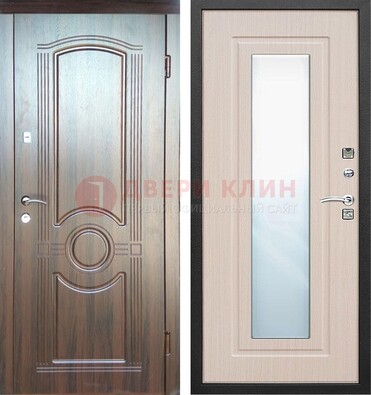 Светло-коричневая дверь c виноритом с узором и филенчатой МДФ ДЗ-120 в Ликино-Дулево