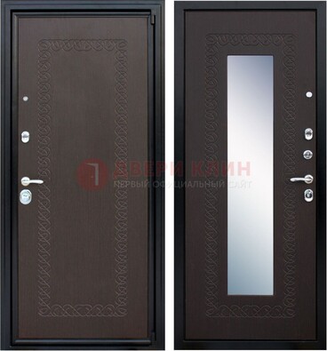 Темная стальная дверь с зеркалом ДЗ-20 в Ликино-Дулево