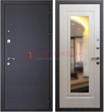 Черная металлическая дверь с зеркалом ДЗ-26 в Ликино-Дулево