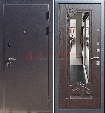 Черная входная дверь с зеркалом МДФ внутри ДЗ-29 в Ликино-Дулево