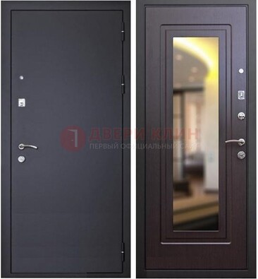 Черная железная дверь с зеркалом ДЗ-30 в Ликино-Дулево