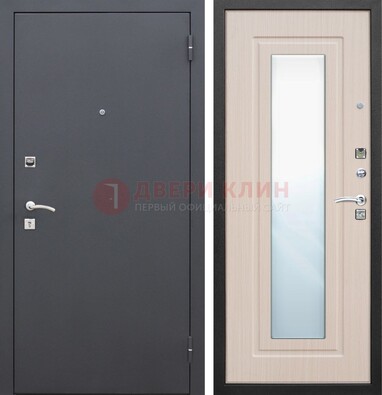 Черная входная дверь с зеркалом МДФ внутри ДЗ-31 в Ликино-Дулево