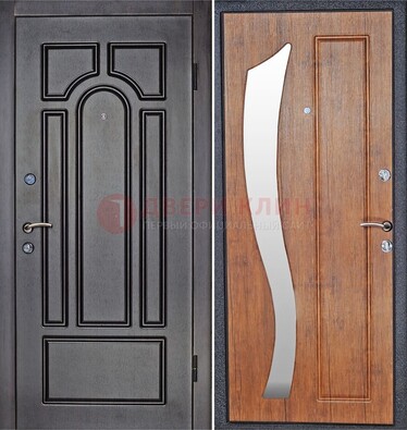 Темная железная дверь с зеркалом ДЗ-35 в Ликино-Дулево
