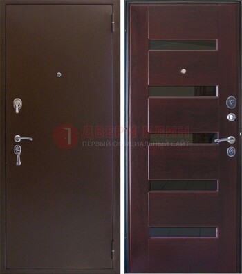 Темная железная дверь с зеркалом ДЗ-42 в Ликино-Дулево