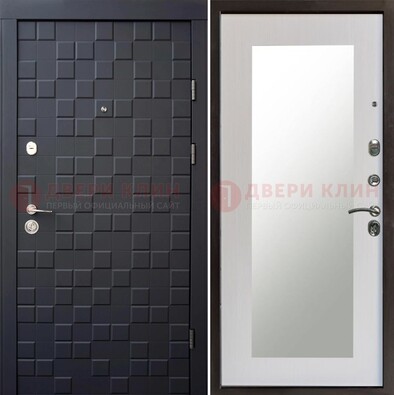 Черная стальная дверь МДФ и зеркалом ДЗ-50 в Омске