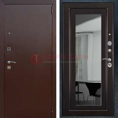 Металлическая дверь с порошковым напылением с МДФ и зеркалом ДЗ-61 в Ликино-Дулево