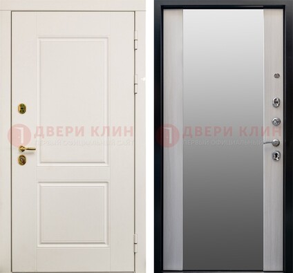 Белая стальная дверь с большим зеркалом ДЗ-73 в Ликино-Дулево
