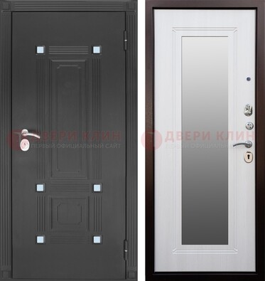 Стальная черная дверь МДФ с зеркалом ДЗ-76 в Ликино-Дулево
