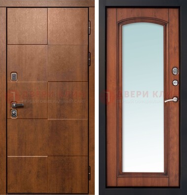 Белая филенчатая дверь с фрезерованной МДФ и зеркалом ДЗ-81 в Ликино-Дулево