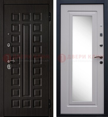 Черная филенчатая металлическая дверь МДФ с зеркалом ДЗ-83 в Ликино-Дулево